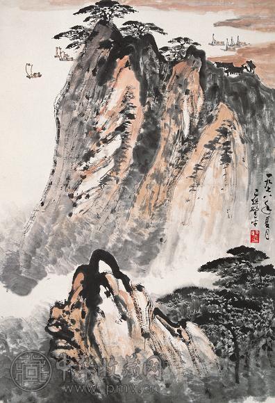 应野平 1978年作 湖山居 立轴 设色纸本