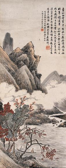 吴穀祥 幽人居安 立轴 设色纸本