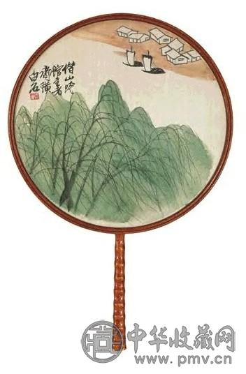 齐白石 春风杨柳 扇面 设色绢本