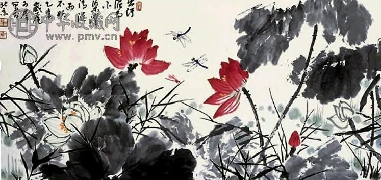 焦可群 荷塘清趣 立轴 设色纸本