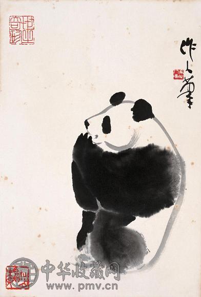 吴作人 熊猫 镜心 纸本