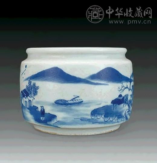 清光绪 青花山水纹水盂