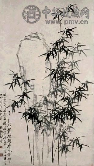 郑板桥 竹石图 立轴 水墨纸本