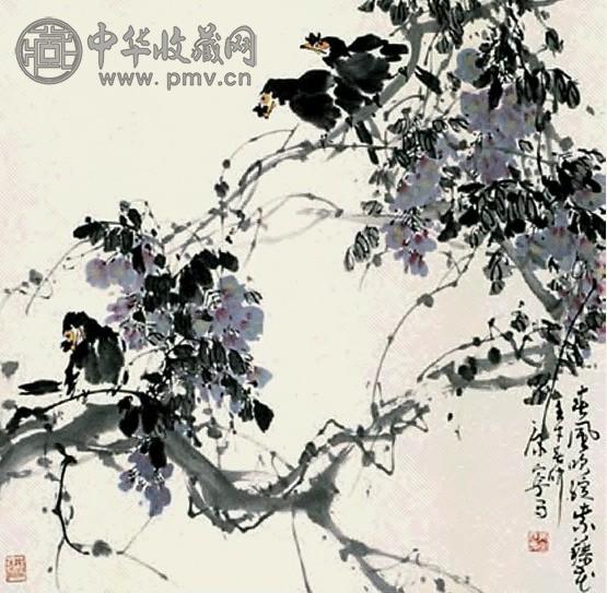 康宁 花鸟 立轴 设色纸本