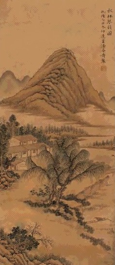 潘恭寿 秋林琴韵图 立轴 绢本