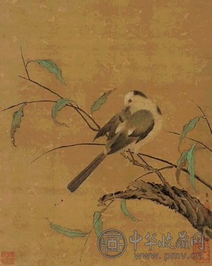 崔白 枯树小鸟 镜心