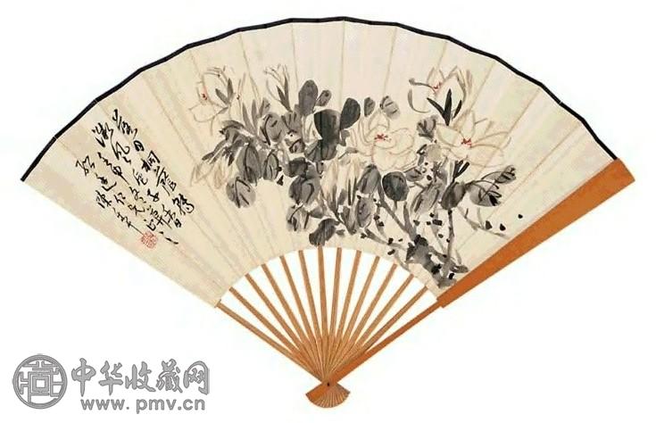陈半丁 壬申(1932) 栀子花 扇面 设色纸本