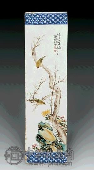 粉彩花鸟长瓷板