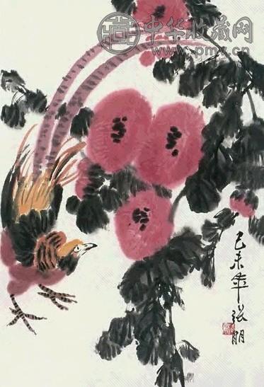 张弩 花卉 立轴 设色