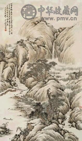 沈敬思 山水图 立轴 纸本