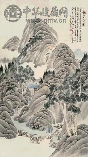 齐白石 1954年作 龙山七子图 立轴 设色纸本