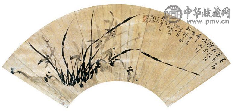 方士庶 兰石 扇面 设色纸本