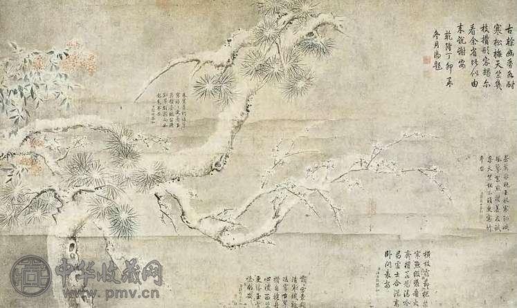 余省 清 岁寒三友 轴