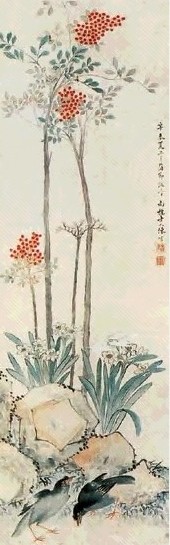 陈栝 花鸟 立轴 纸本