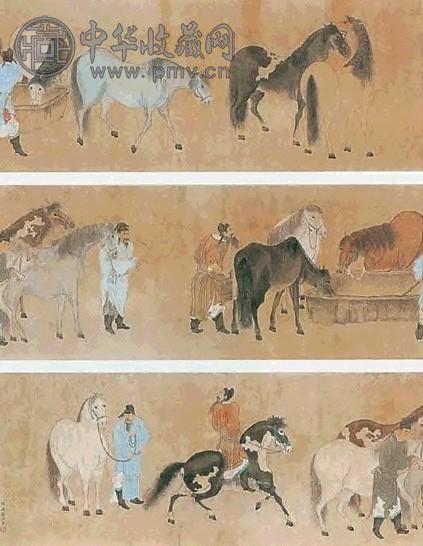 焦秉贞 人骑图 镜心 设色纸本