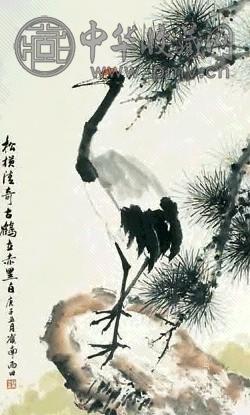 陈雨田 松鹤 立轴 设色纸本