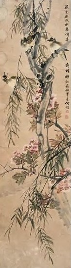 何煜 花鸟图 镜心 设色纸本