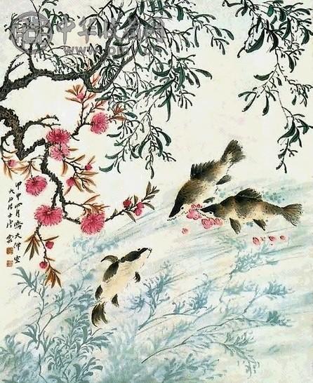 唐云 游鱼 镜心 设色纸本