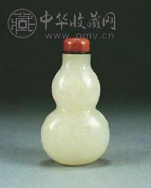 清中期 白玉雕葫芦万代鼻烟壶