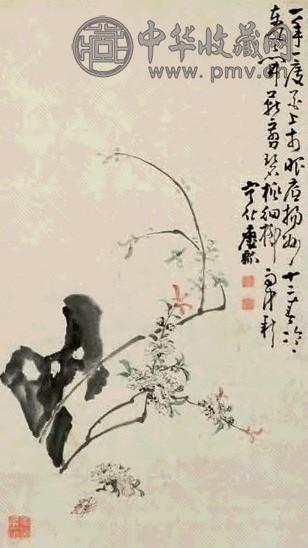 黄慎 桃花 立轴 淡设色纸本
