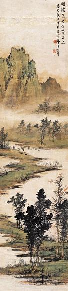 黄君璧 1953年作 晚归 立轴 设色纸本