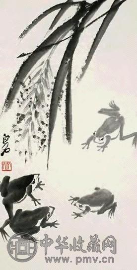 齐白石 芦塘四鼓 立轴 水墨纸本