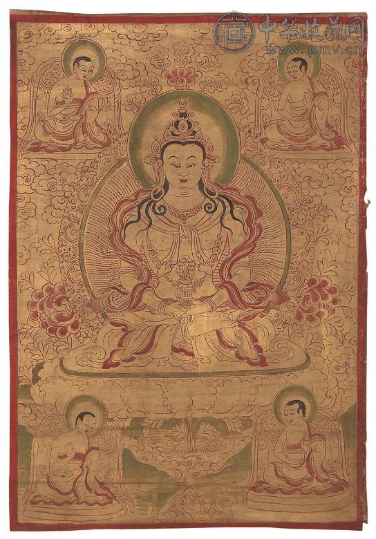 清 无量寿金地唐卡
