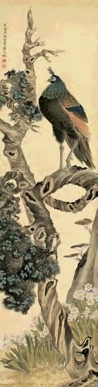 温其球 1909年作 富贵神仙图 立轴 设色绢本