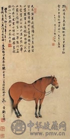 戈湘岚 千里神驹 镜框 设色纸本