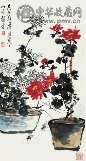 唐云 菊花 镜心 设色纸本