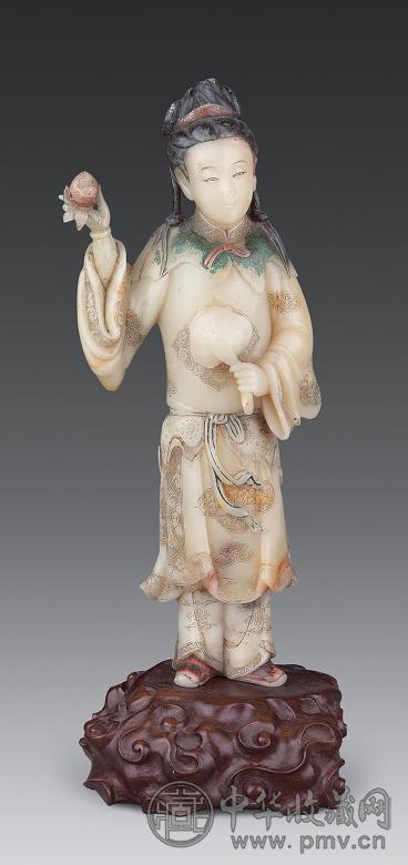 清 白芙蓉麻姑献寿摆件