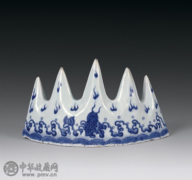 清康熙 青花山形笔架