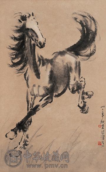 徐悲鸿 1943年作 奔马图 镜心 水墨纸本