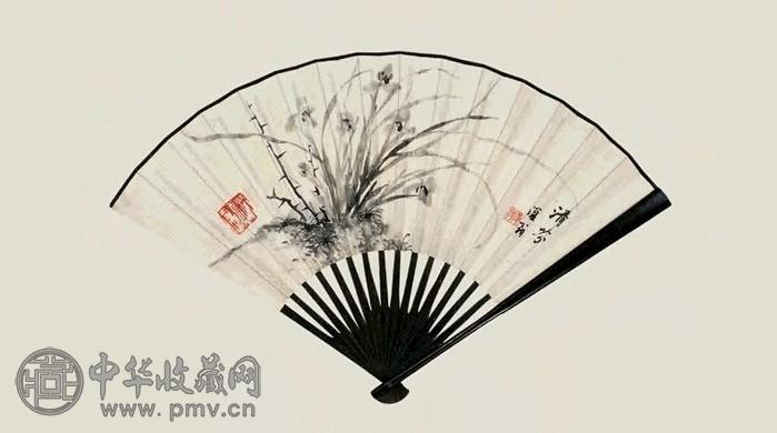 白蕉 兰花 成扇 水墨纸本