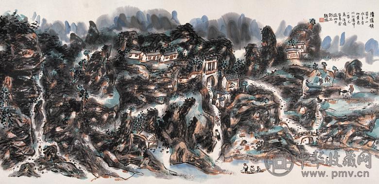 龙瑞 清溪镇 镜心 设色纸本