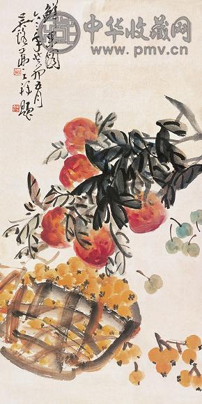 吴茀之 寿桃 镜心 设色纸本