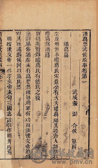 清张澍撰 诸葛武侯故事五卷