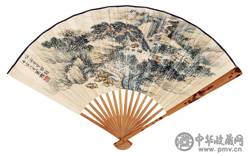 萧谦中 松溪听泉 设色纸本