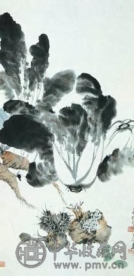 郑午昌 现代 蔬果图 镜心