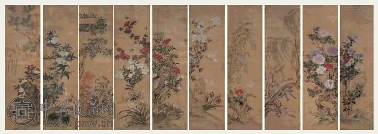 恽寿平 花卉 十屏 设色绢本