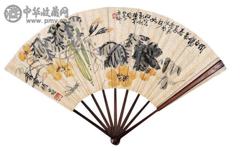 齐白石、陈半丁合作 花卉草虫 设色纸本