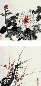童大年 花卉双挖 镜心 设色纸本