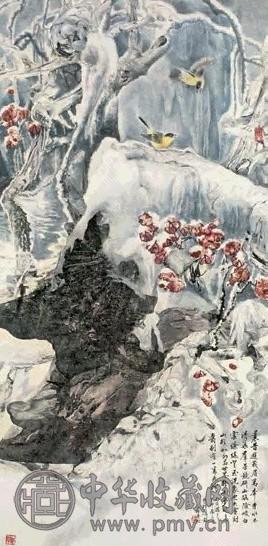 冯霖章 1987年作 游峨嵋 立轴 设色纸本