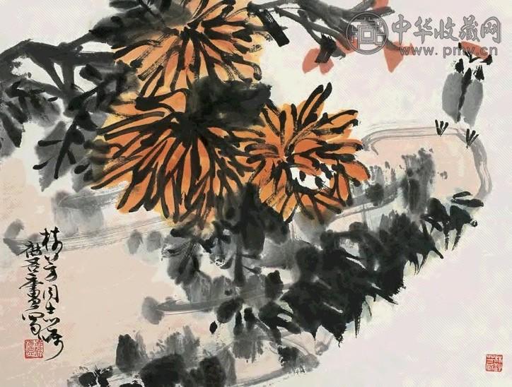 许麟庐 花鸟 镜心 设色纸本