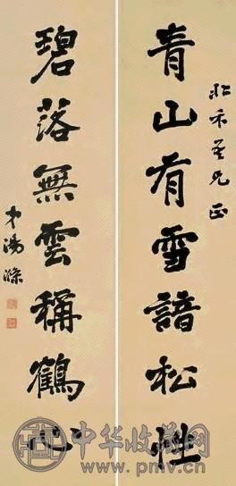 汤涤 书法 对联 墨色纸本