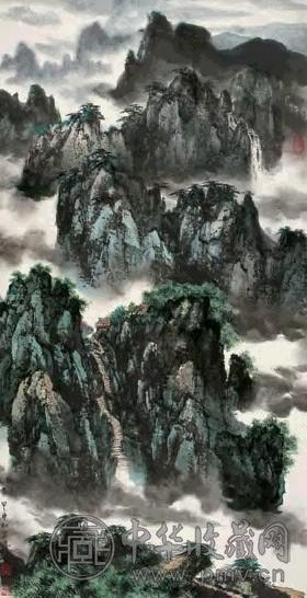 郜宗远 2004年作 青绿山水 镜心 设色纸本