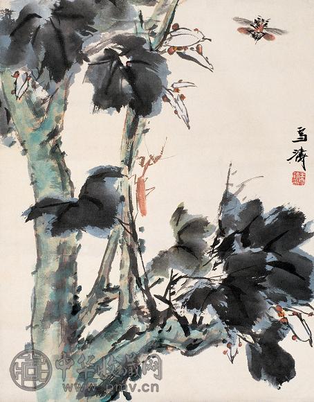 王雪涛 花卉草虫 立轴 设色纸本