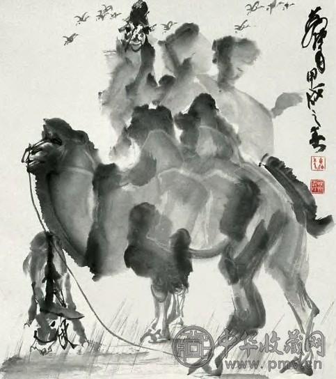 黄胄 双骆图 立轴 水墨