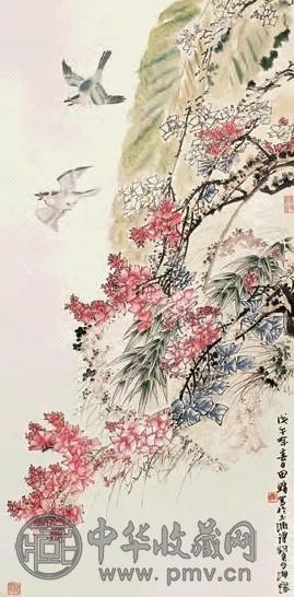 田镛 1978年作 花鸟 立轴 设色纸本