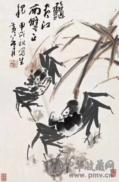 黄若舟 秋尽江南蟹正肥 立轴 设色纸本